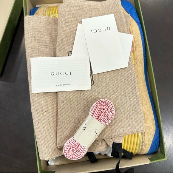 Gucci Women's Basket Lace Up Low Top Sneakers Size 8.5 New - Picture 10 of 15